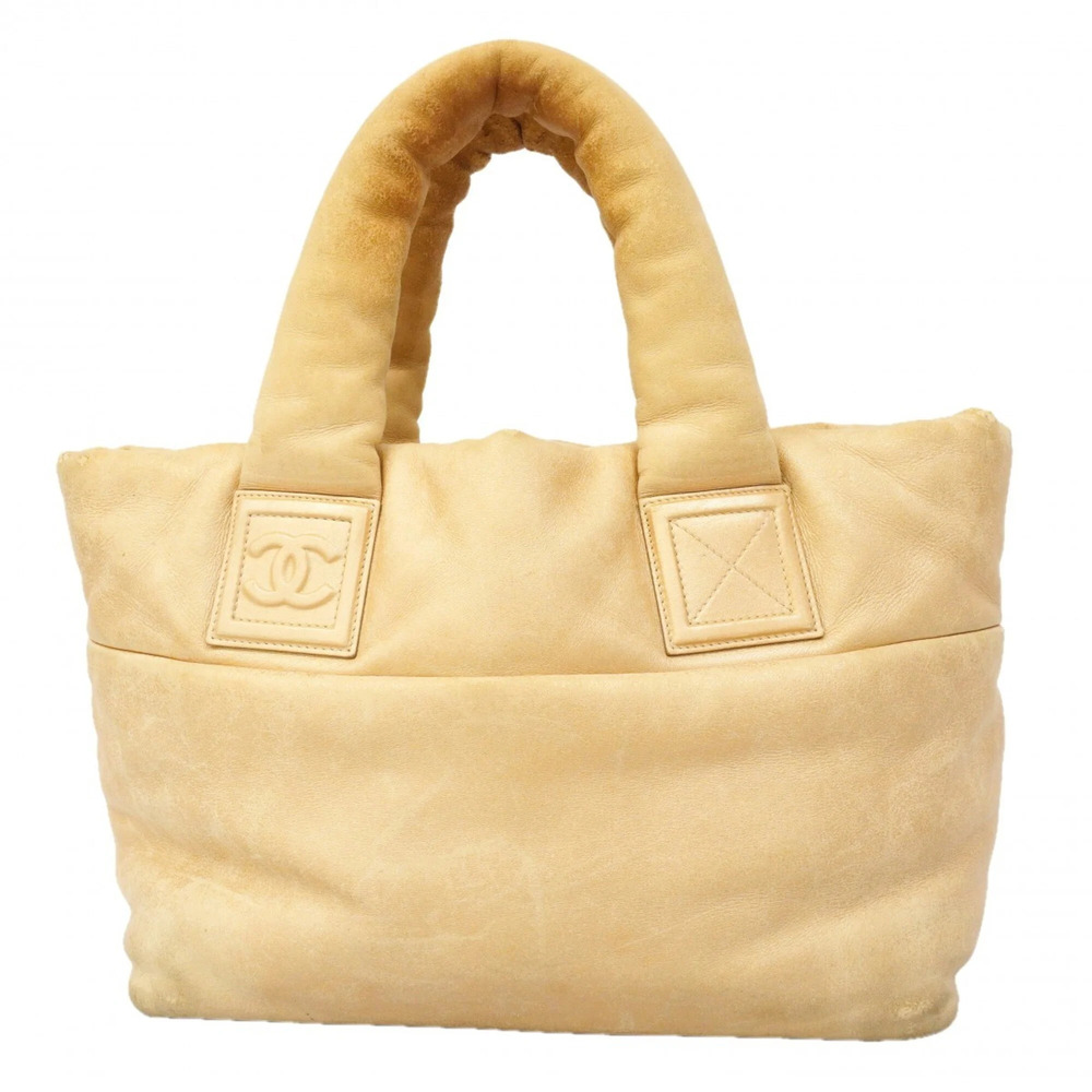 CHANEL Cream Leather Tote Bag
